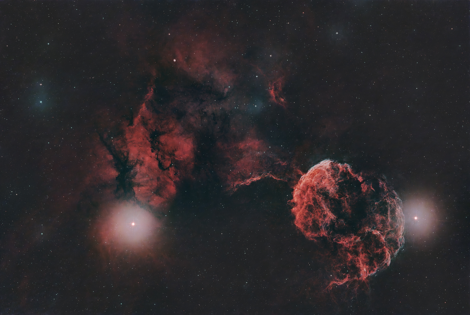 IC 443 (Sh2-248) or Jellyfish Nebula is a galactic supernova remnant in the constellation Gemini near the star Eta Geminorum.